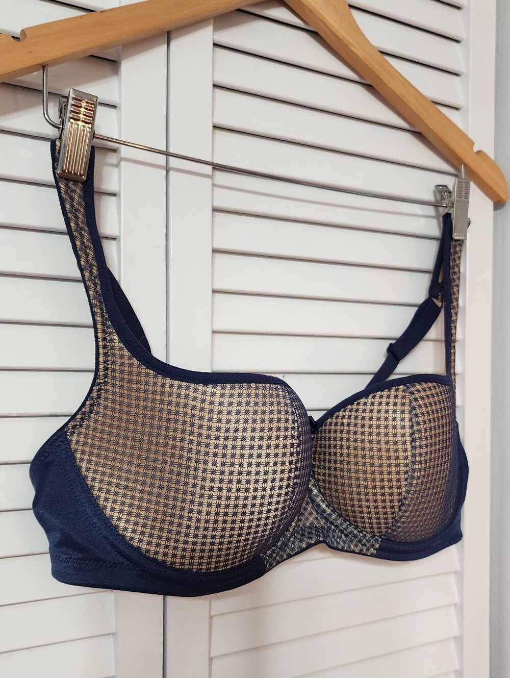 Rosme Women's Balconette Bra- Navy/Gold Underwire Bra - Women's Intimates